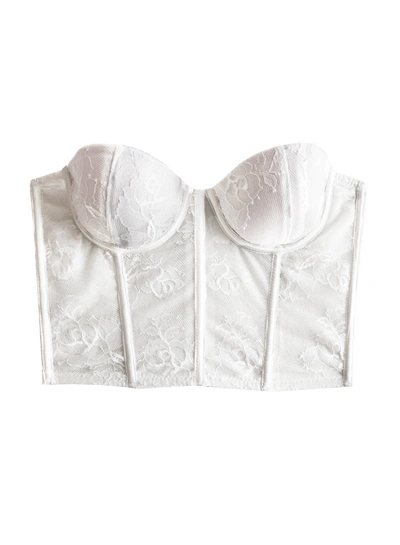 Shop Fleur Du Mal Bouquet Lace Bustier Top In Snow