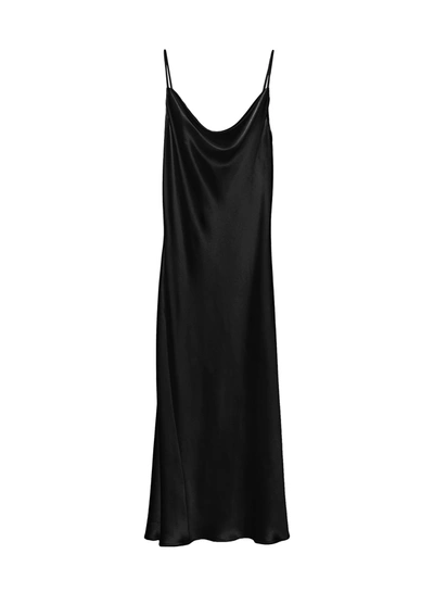 Shop Fleur Du Mal Cowl Neck Slip Dress In Black