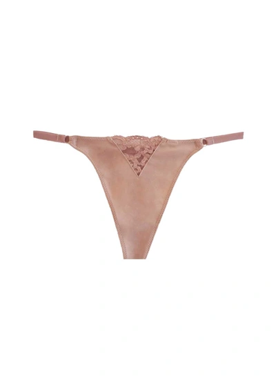 Fleur Du Mal Charlotte Lace No Show V-string In Tan