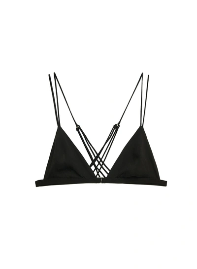 Fleur Du Mal Black Luxe Silk Triangle Bra