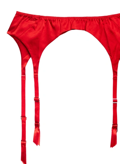 Fleur Du Mal Luxe Classic Garter In Rouge
