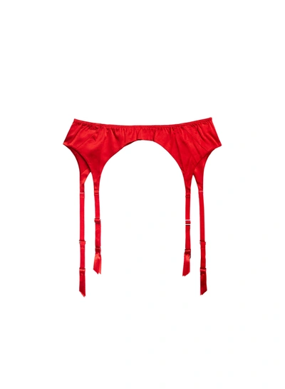 Fleur Du Mal Luxe Classic Garter In Rouge