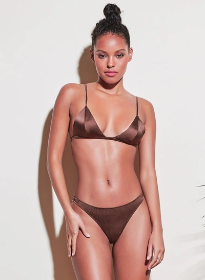 Fleur Du Mal Luxe Thong In Cocoa