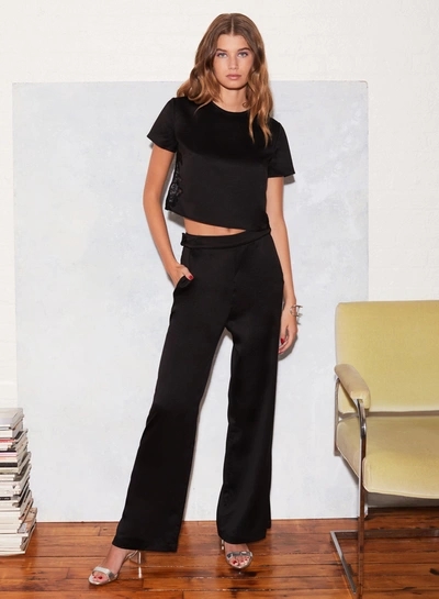 Shop Fleur Du Mal Eco Luxe Wide Leg Pant In Black