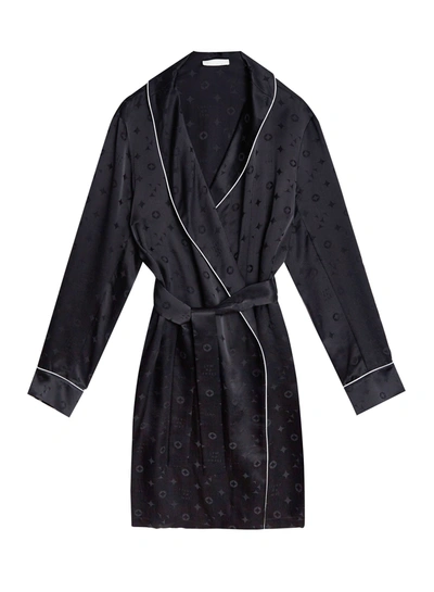 Shop Fleur Du Mal Men's Silk Jacquard Robe In Black