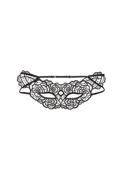 Shop Fleur Du Mal Rose Guipure Eye Mask In Black