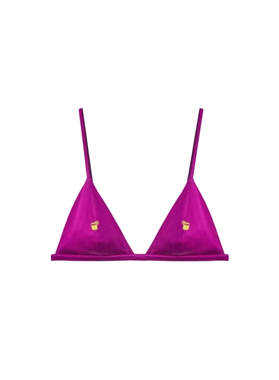 Shop Fleur Du Mal Margarita Embroidered Luxe Triangle Bra In Vixen