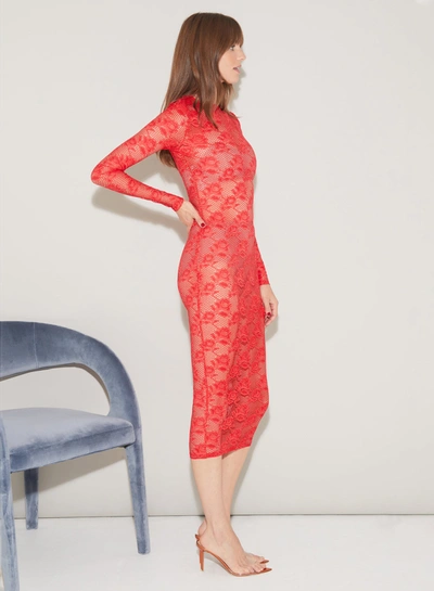 Shop Fleur Du Mal Rosalia Lace Long Sleeve Dress In Tamale