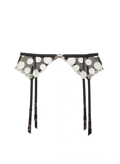 Shop Fleur Du Mal Polka Dot Embroidery Garter Belt In Black