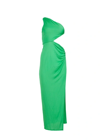 Fleur Du Mal Asymmetrical Side Knot Dress In Peridot