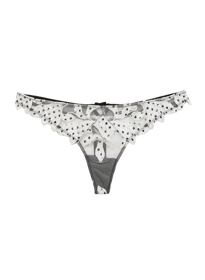 Shop Fleur Du Mal Lily Embroidery Hipster Thong In Ivory Dot