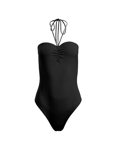 Shop Fleur Du Mal Jersey Halter Neck Bodysuit In Black