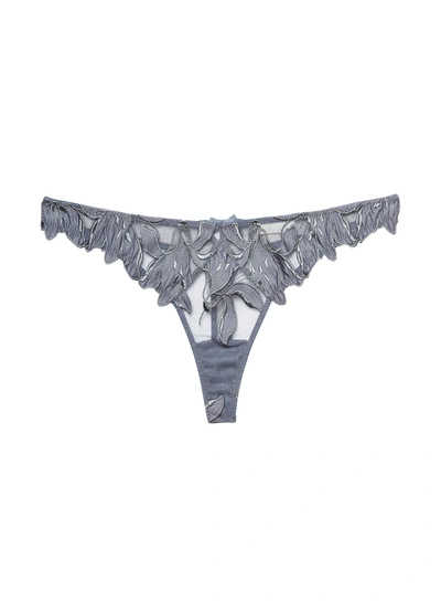 Shop Fleur Du Mal Lily Embroidery Hipster Thong In Mr. Grey