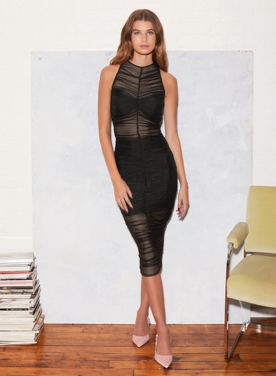 Fleur Du Mal Ruched Midi Dress In Black