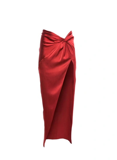 Shop Fleur Du Mal Silk Twist Knot Skirt In Cinnamon