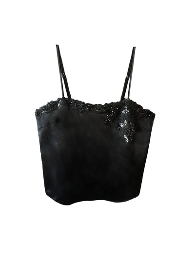 Shop Fleur Du Mal Sequin Violet Appliqué Cami In Black