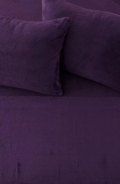 Shop Woven & Weft Solid Plush Velour Sheet Set In Purple