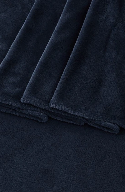 Shop Woven & Weft Solid Plush Velour Sheet Set In Navy