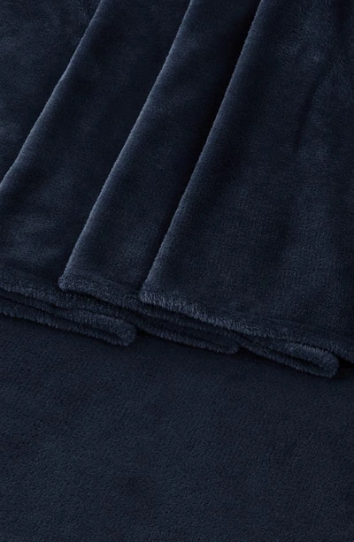 Woven & Weft Solid Plush Velour Sheet Set In Navy