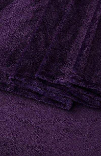 Shop Woven & Weft Solid Plush Velour Sheet Set In Purple