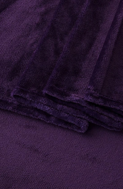 Woven & Weft Solid Plush Velour Sheet Set In Purple