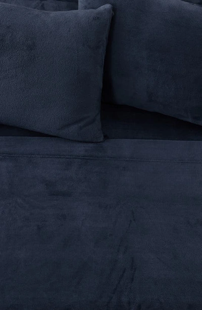 Woven & Weft Solid Plush Velour Sheet Set In Navy