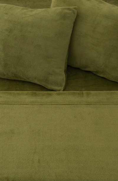 Shop Woven & Weft Solid Plush Velour Sheet Set In Olive