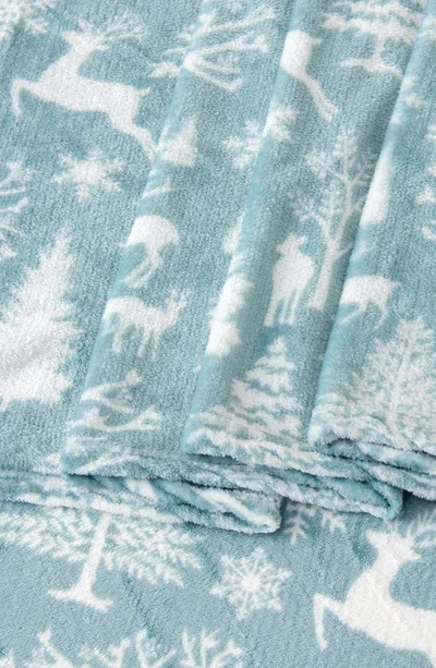Woven & Weft Printed Plush Velour Sheet Set In Enchanted Woods - Blue