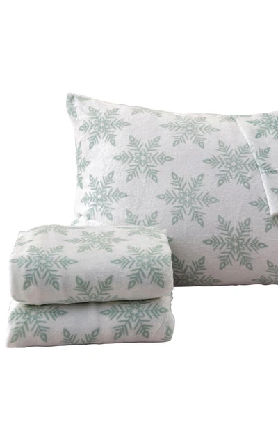 Woven & Weft Printed Plush Velour Sheet Set In Large Snowflake