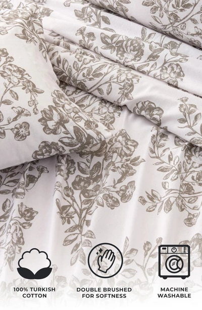 Woven & Weft Turkish Cotton Windowpane Printed Flannel Sheet Set In Toile - Grey