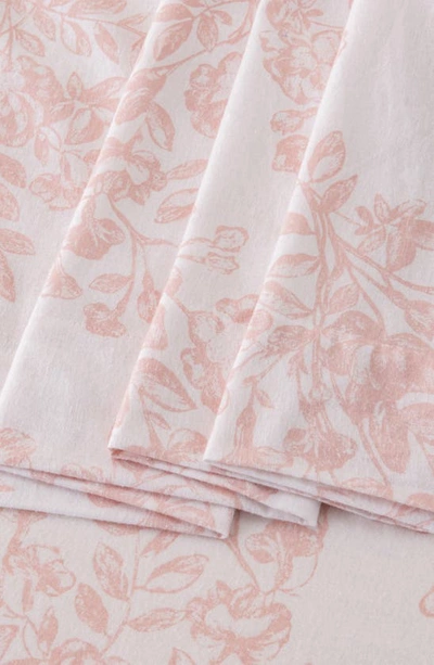 Woven & Weft Turkish Cotton Windowpane Printed Flannel Sheet Set In Toile - Blush Pink