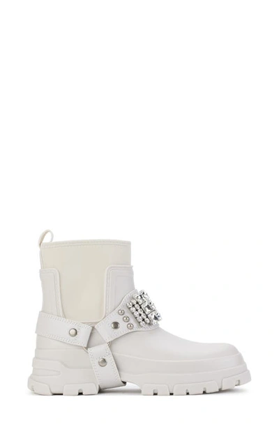 Shop Karl Lagerfeld Rylie Crystal Studded Lug Boot In Soft White