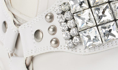 Shop Karl Lagerfeld Rylie Crystal Studded Lug Boot In Soft White