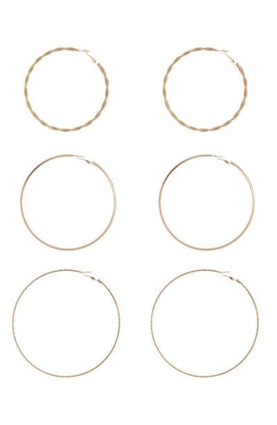 Shop Tasha Set Of 3 Hoop Earrings In Gold