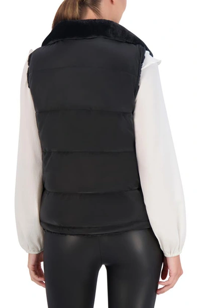 Shop Ookie & Lala Water Resistant Reversible Faux Fur Puffer Vest In Black