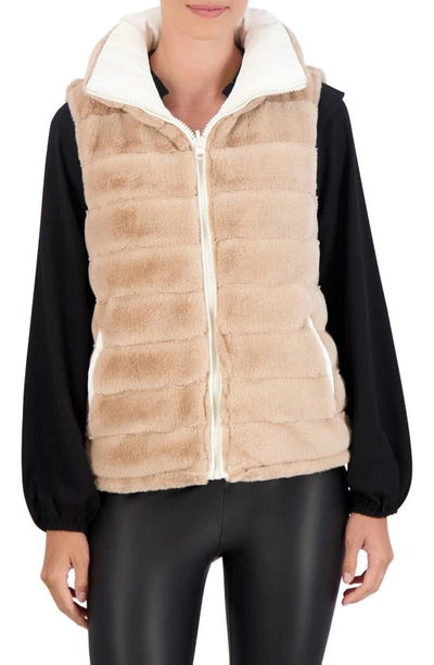 Ookie & Lala Water Resistant Reversible Faux Fur Puffer Vest In Ivory