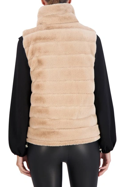 Ookie & Lala Water Resistant Reversible Faux Fur Puffer Vest In Ivory