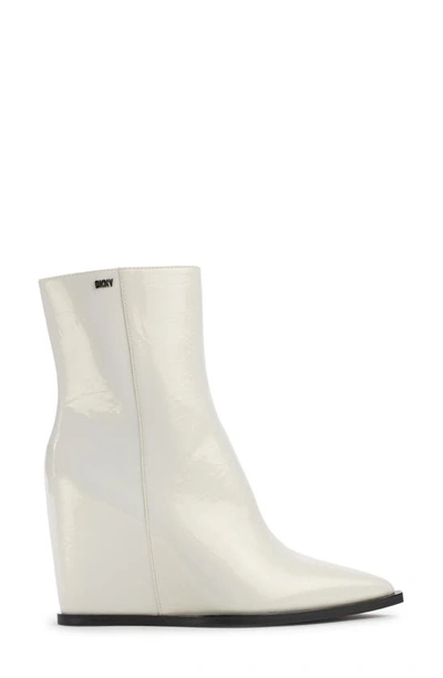 Dkny Iris Pointed Toe Wedge Bootie In White
