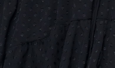 Meghan La Keiko Swiss Dot Off The Shoulder Chiffon Dress In Black