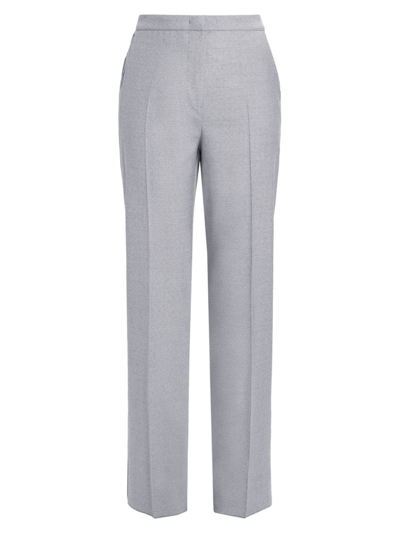 Shop Marina Rinaldi Women's Plus Size Recinto Wool Flannel Straight Pants In Light Grey