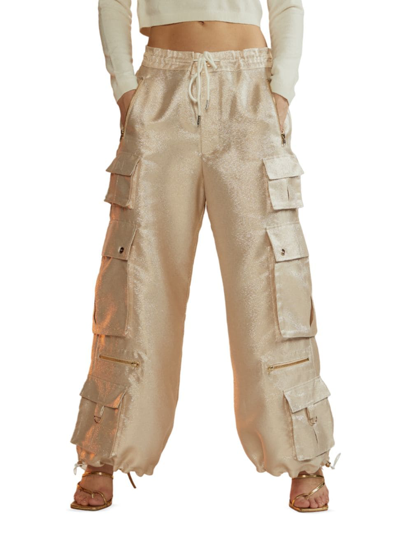 Shop Cynthia Rowley Women's Metallic Twill Cargo Pants In Rose Gold