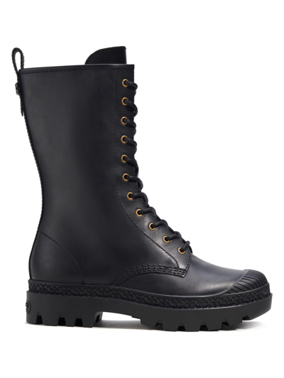 Shop Coach Women's Tasha Leather Lace-up Boots In Black