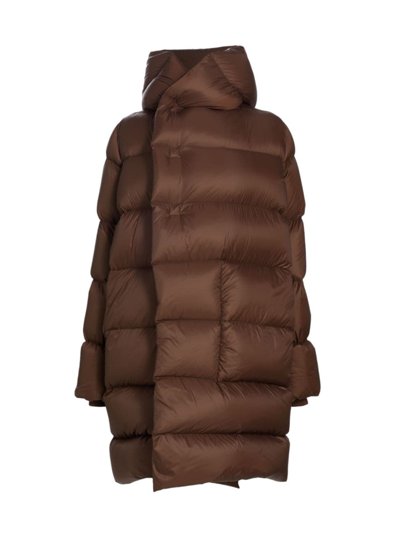 Shop Rick Owens Women's Hooded Liner Coat In Brown