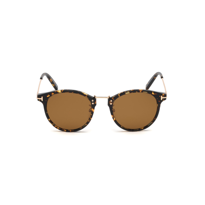 Shop Tom Ford Men's Tortoise Round Sunglasses Ft067352e In Brown