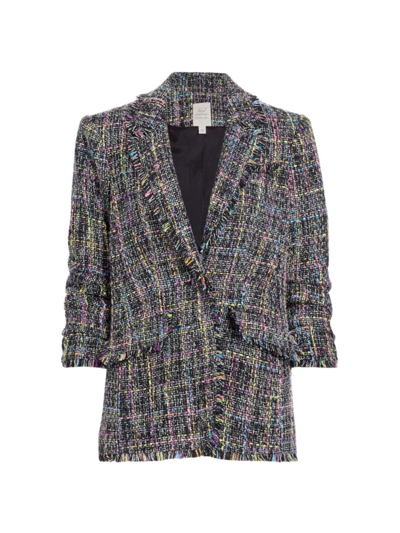Shop Cinq À Sept Women's Holiday Khloe Spacedye Tweed Blazer In Black Multi
