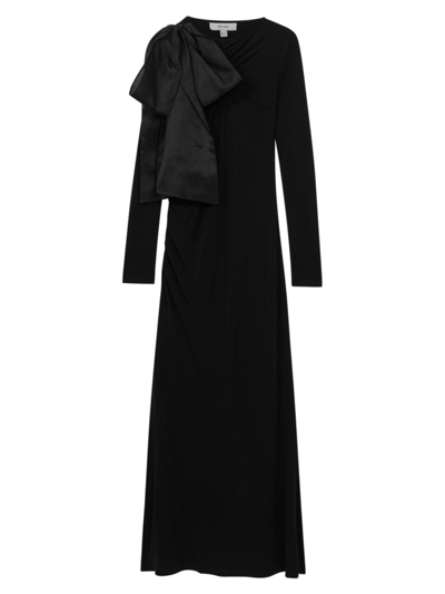 Shop Reiss Women's Savannah Bow Shoulder Maxi Dress In Black