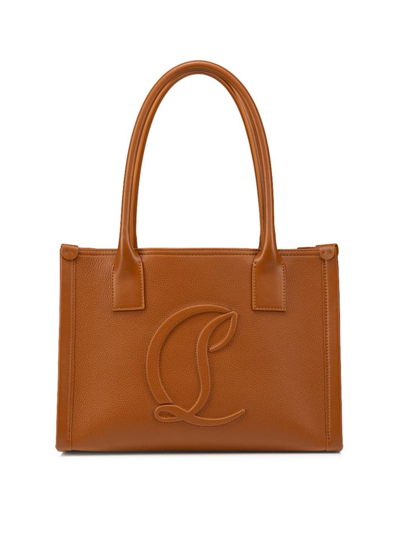 Shop Christian Louboutin Women's Small By My Side Leather Tote Bag In Camel