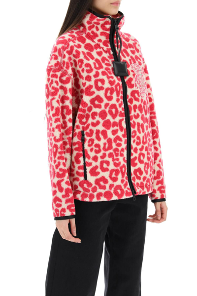 Shop Moncler Genius 1 Moncler Jw Anderson Leopard Print Fleece Zip Up Sweatshirt With Teddy Patch