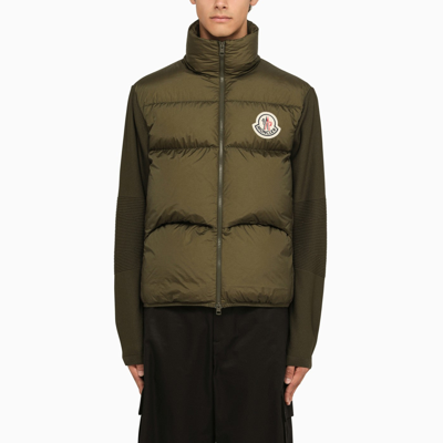 Shop Moncler Military Green Nylon Waistcoat