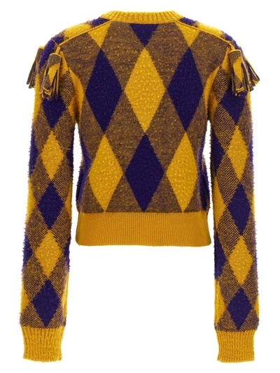 Shop Burberry Argyle Sweater, Cardigans Yellow